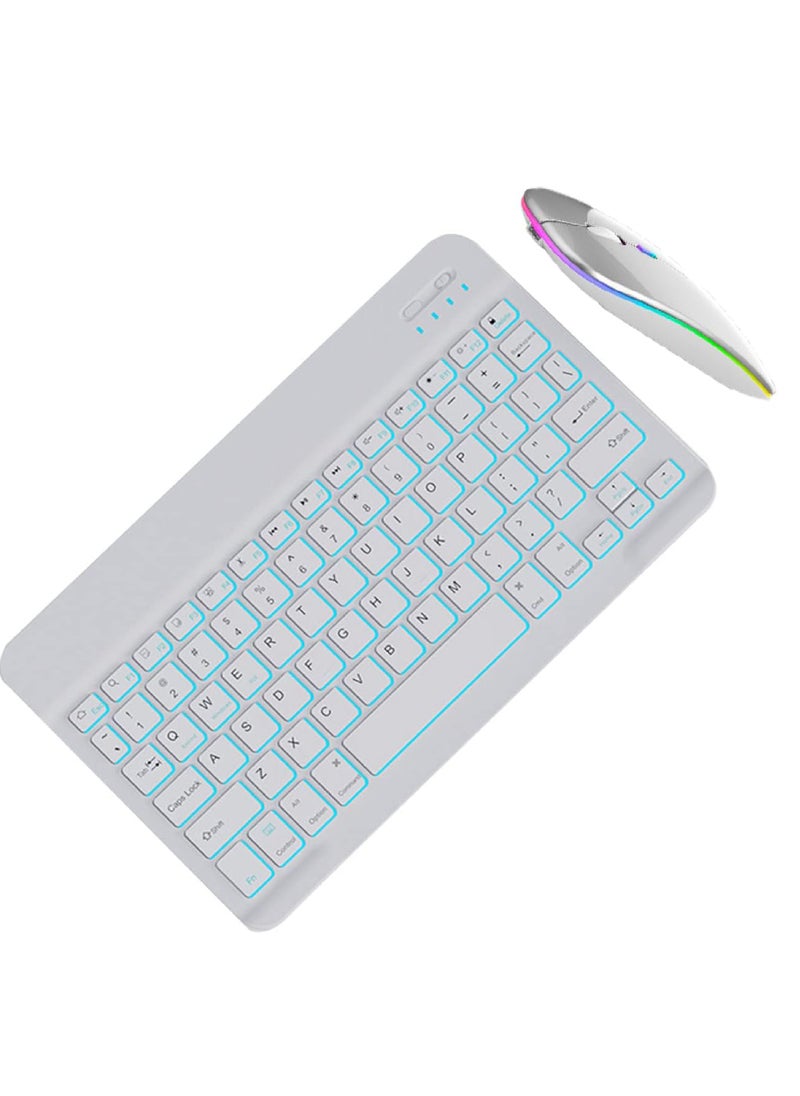 Rock Pow - Slim Bluetooth Keyboard and Mouse Combo for iPad Rechargeable Wireless Keyboard & Mouse with 7-Color Backlit Compatible with iPad 9th/8th Gen iPad Pro/Air/Mini iPhone14/13/12 Pro - Image 1