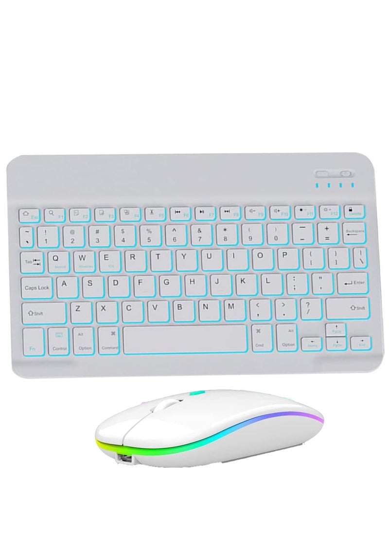 Rock Pow - Slim Bluetooth Keyboard and Mouse Combo for iPad Rechargeable Wireless Keyboard & Mouse with 7-Color Backlit Compatible with iPad 9th/8th Gen iPad Pro/Air/Mini iPhone14/13/12 Pro - Image 1