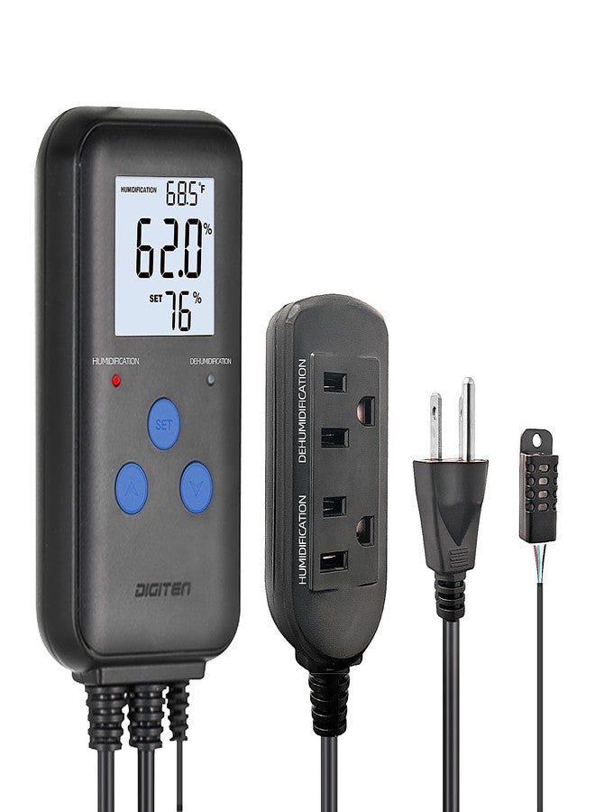 DIGITEN Humidity Controller Pre-Wired Digital Humidistat with Temperature Display, Dual-Stage Outlet Humidifier /Dehumidifier for Mushroom,Reptile, Greenhouse, Fan, Grow Tent - Image 1