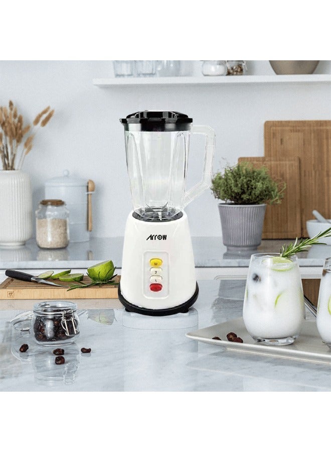 Arrow Blender with Grinder - 1.5 Liters - 400 Watts - Plastic with Stainless Steel Body - White - RO-15PBSY - Image 5