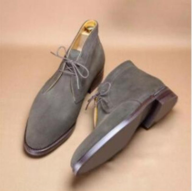 2021 new lace-up suede short boots men's boots JGB2020N0012031 grey suede 45 - Image 1