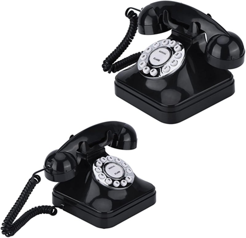 Drfeify Vintage Black Multi Function Wire Landline Phone Retro Telephone with Traditional Bell for Home Office - Image 4