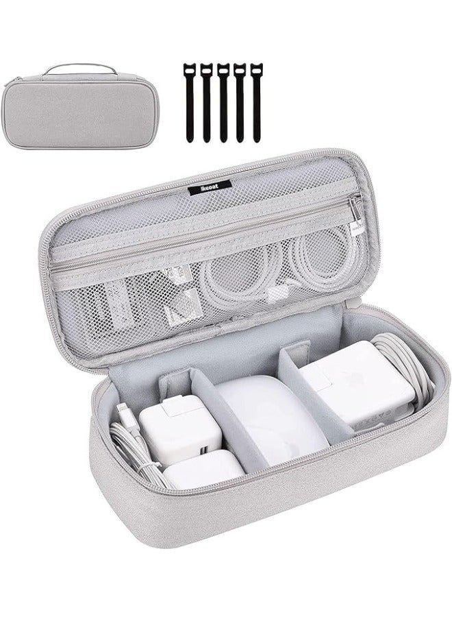 Horizon Electronic Organizer Bag for Travel, Small Usb Cable Organizer Bag for Charger, Hard Drive Case and Portable Accessories Organizer, Use It for Usb Flash Drive, Earphone, Power Bank or Sd Card - Grey - Image 2