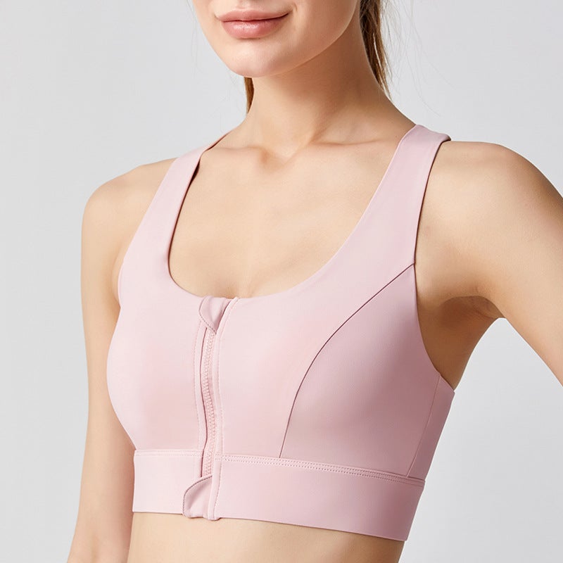 Front Zipper Plus Size Sports Underwear Women'S Outer Wear Running High Strength Shockproof One-Piece Chubby Girl Yoga Fitness Bra - Image 1
