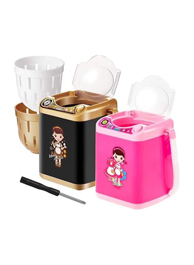 2 Pieces Mini Washer Makeup Brushes Washing Machine Powder Puff Cleaner Device - Image 1