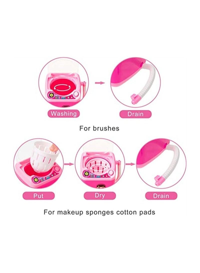 2 Pieces Mini Washer Makeup Brushes Washing Machine Powder Puff Cleaner Device - Image 4