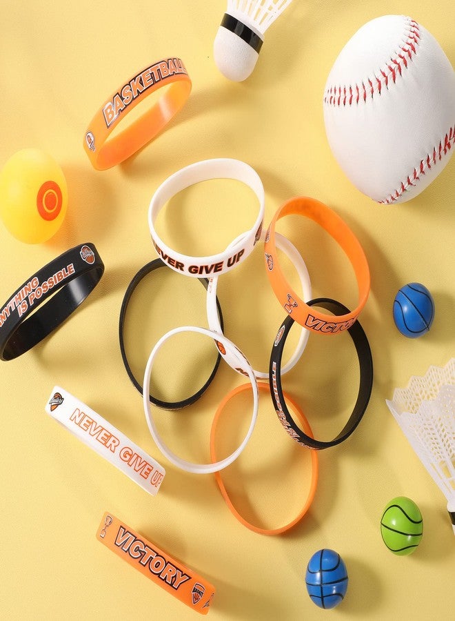 Aoriher 36 Pieces Basketball Bracelet Bulk Basketball Party Favor Motivational Silicone Wristband Inspirational Rubber Bracelet Party Gifts for Kids Teenagers Ball Club Societies Team - Image 5