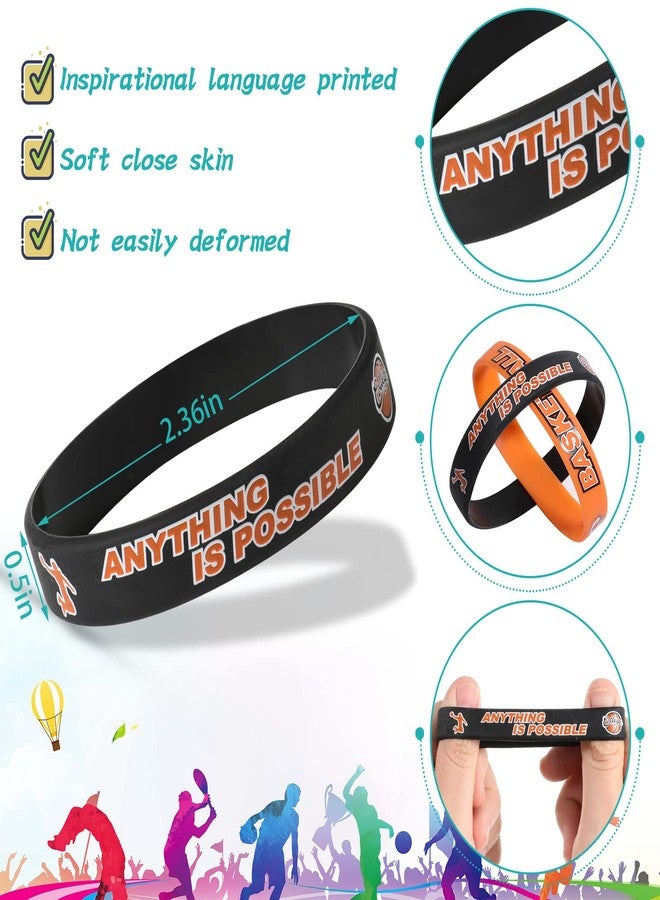 Aoriher 36 Pieces Basketball Bracelet Bulk Basketball Party Favor Motivational Silicone Wristband Inspirational Rubber Bracelet Party Gifts for Kids Teenagers Ball Club Societies Team - Image 3