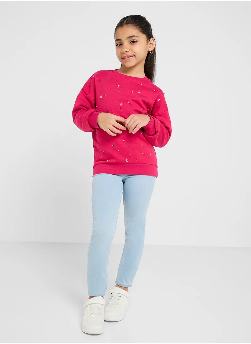 جس Kids Logo Embroidery Sweatshirt