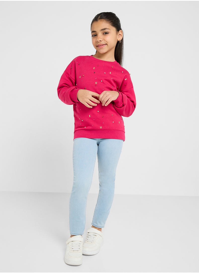 GUESS Kids Logo Embroidery Sweatshirt  - Image 4