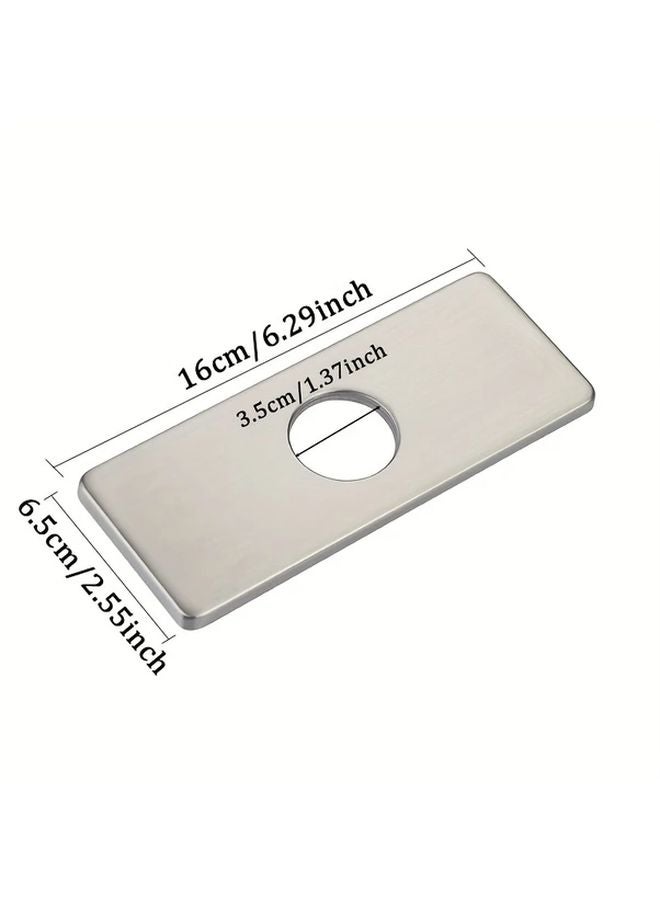 Modern Single Hole Faucet Cover Plate Brushed Nickel Stainless Steel Silvery - Image 3