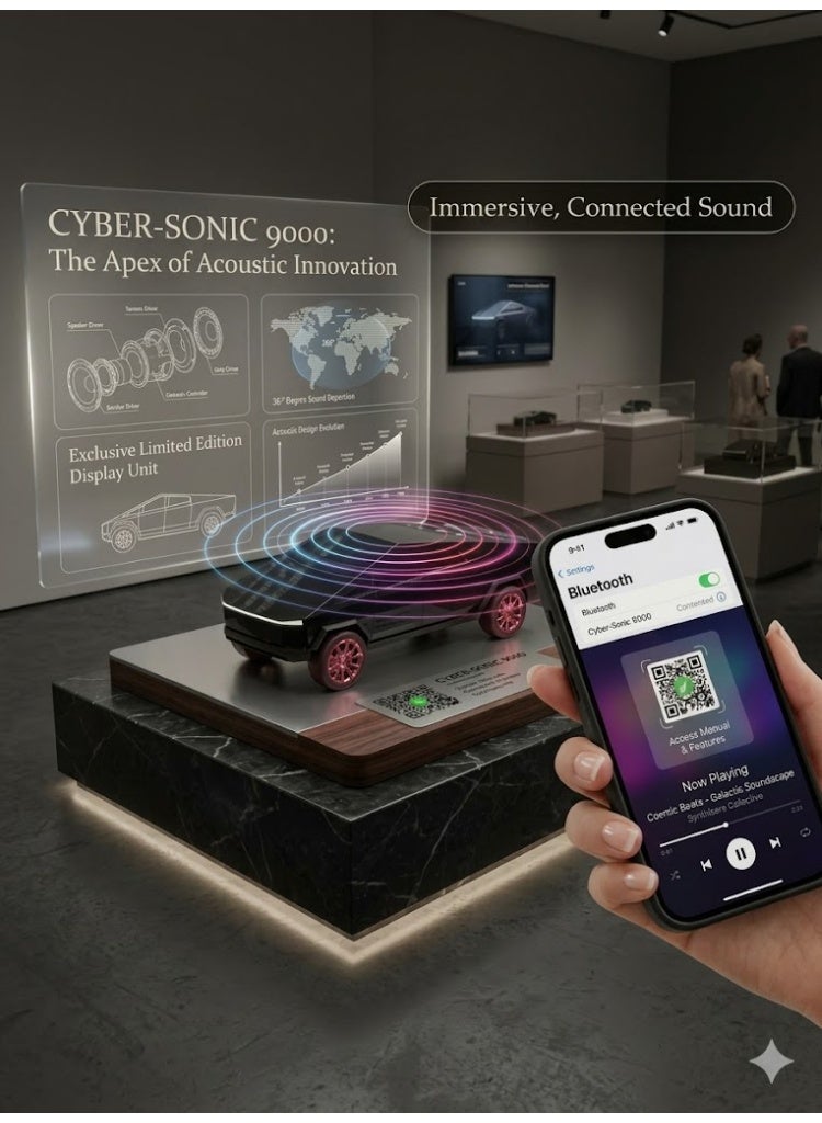 ويستر مكبر صوت بلوتوث WSTER على شكل سيارة تسلا، سلسلة السيارات، بقوة 15 واط، مزود بإضاءة LED RGB، ومنفذ USB، وبطاقة ذاكرة TF، وراديو FM، وبلوتوث، ومنفذ AUX، ومشغل MP3. - Image 3