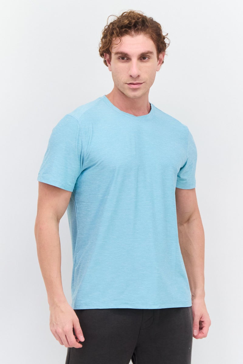 MOTION Men Sportswear Fit Short Sleeve Training T-Shirt, Mint Blue - Image 1