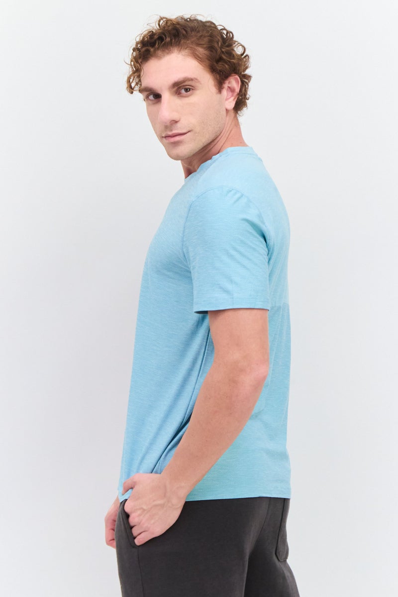 MOTION Men Sportswear Fit Short Sleeve Training T-Shirt, Mint Blue - Image 2