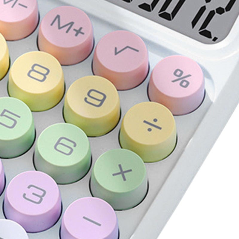 White Desktop Calculator With Mechanical Keyboard For Office Home Use ABS Material AAA Battery Powered - Image 5