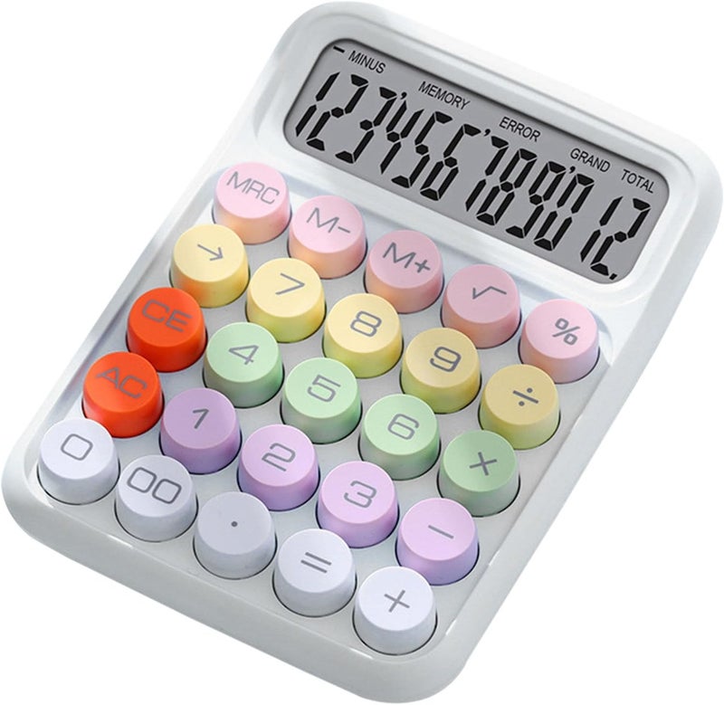 White Desktop Calculator With Mechanical Keyboard For Office Home Use ABS Material AAA Battery Powered - Image 1