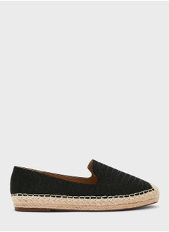 Black Shimmery Striped Espadrille
