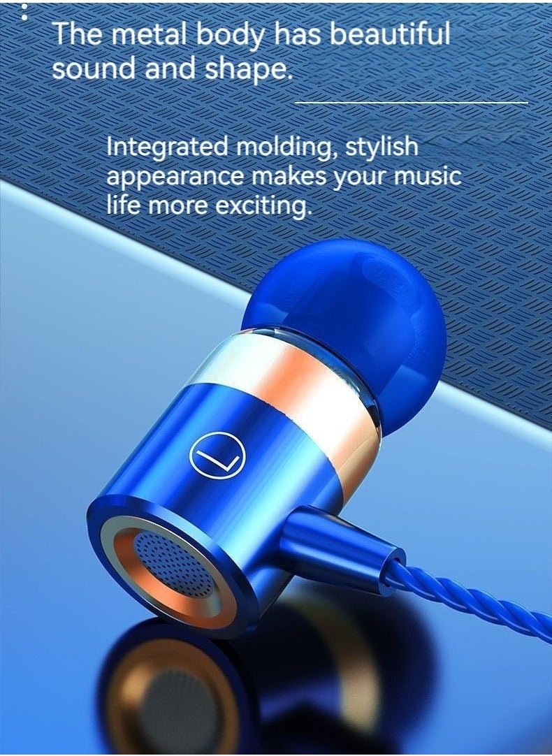 Bukela Metal heavy bass wired in-ear headphones with wire-controlled tuning earbuds with microphone (Red)  - Image 3