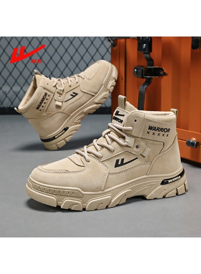 Warrior Men's Tactical Martin Boots - Waterproof Leather & Anti-Slip Sole, Winter Warm Work Boots for Outdoor