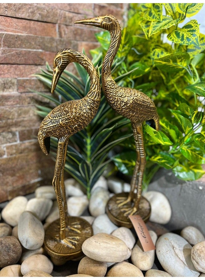 The Artage Brass Crane Love Birds Pair| Saras Showpiece Set for Home Decor_ Elegant Antique Finish Metal Figurines_ Decorative Tabletop Sculptures for Living Room, Office or Gift - Set of 2 (Antique) - Image 2