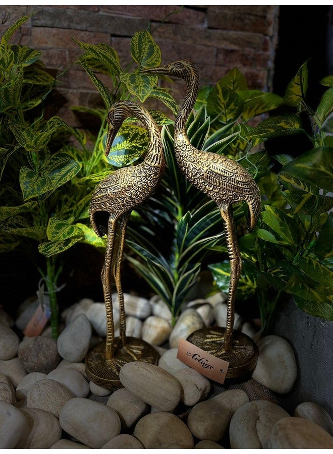 The Artage Brass Crane Love Birds Pair| Saras Showpiece Set for Home Decor_ Elegant Antique Finish Metal Figurines_ Decorative Tabletop Sculptures for Living Room, Office or Gift - Set of 2 (Antique) - Image 4
