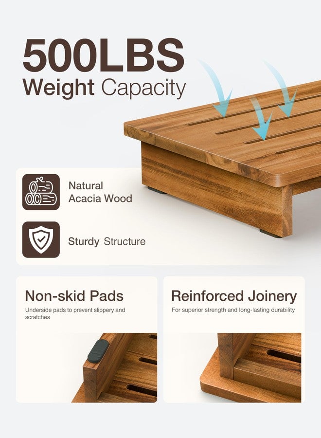 TINAMO 3.5" Acacia Wood One Step Stool for Adults (No Assemble Required)- 500 Lbs Wooden Step Stools Heavy Duty for High Bed Riser, Bathroom, Bedroom - Small Stepping Stool for Elderly, Seniors, Kids - Image 3
