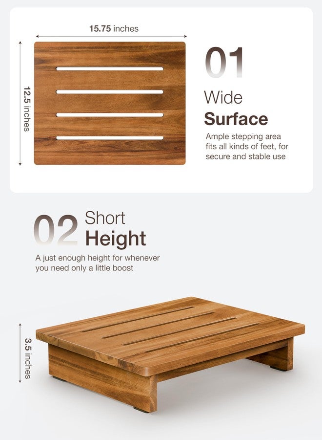 TINAMO 3.5" Acacia Wood One Step Stool for Adults (No Assemble Required)- 500 Lbs Wooden Step Stools Heavy Duty for High Bed Riser, Bathroom, Bedroom - Small Stepping Stool for Elderly, Seniors, Kids - Image 2