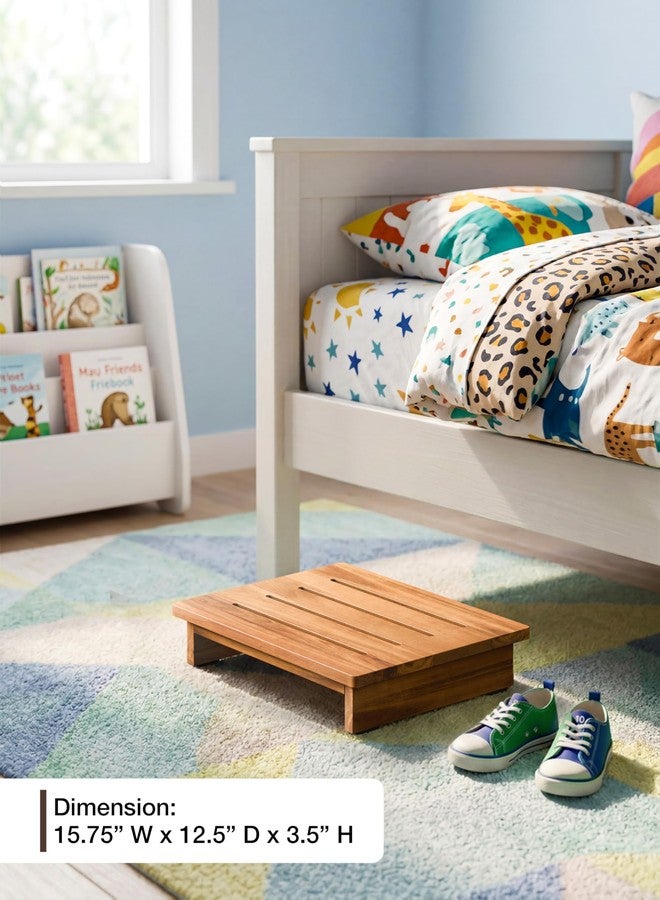TINAMO 3.5" Acacia Wood One Step Stool for Adults (No Assemble Required)- 500 Lbs Wooden Step Stools Heavy Duty for High Bed Riser, Bathroom, Bedroom - Small Stepping Stool for Elderly, Seniors, Kids - Image 4