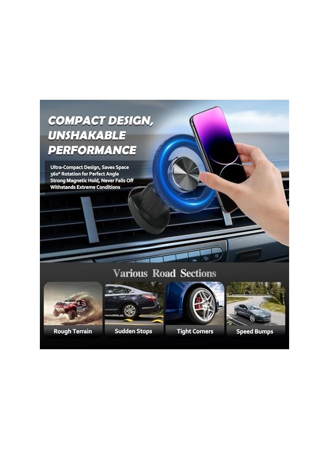 Green Tiger Magsafe Car Mount | Ultra Strong Magnetic Phone Holder for Car Vent | 【20X N52 Strong Magnets】360° Rotation, One-Hand Operation, Compatible with iPhone 16/15/14/13/12 & All Phones with Metal Ring - Image 2