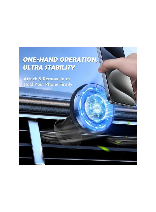 Green Tiger Magsafe Car Mount | Ultra Strong Magnetic Phone Holder for Car Vent | 【20X N52 Strong Magnets】360° Rotation, One-Hand Operation, Compatible with iPhone 16/15/14/13/12 & All Phones with Metal Ring - Image 3