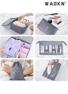 WAOKN Packing Cubes For Suitcases 8 Set Travel Luggage Packing for Suitcases Organizers Set with Toiletry Bag Compression Storage Shoe Bag,Clothing Underwear Bag  - Image 2