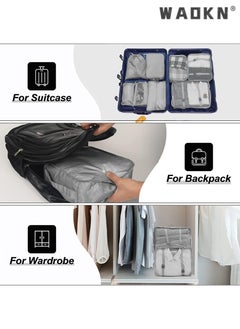 WAOKN Packing Cubes For Suitcases 8 Set Travel Luggage Packing for Suitcases Organizers Set with Toiletry Bag Compression Storage Shoe Bag,Clothing Underwear Bag  - Image 3