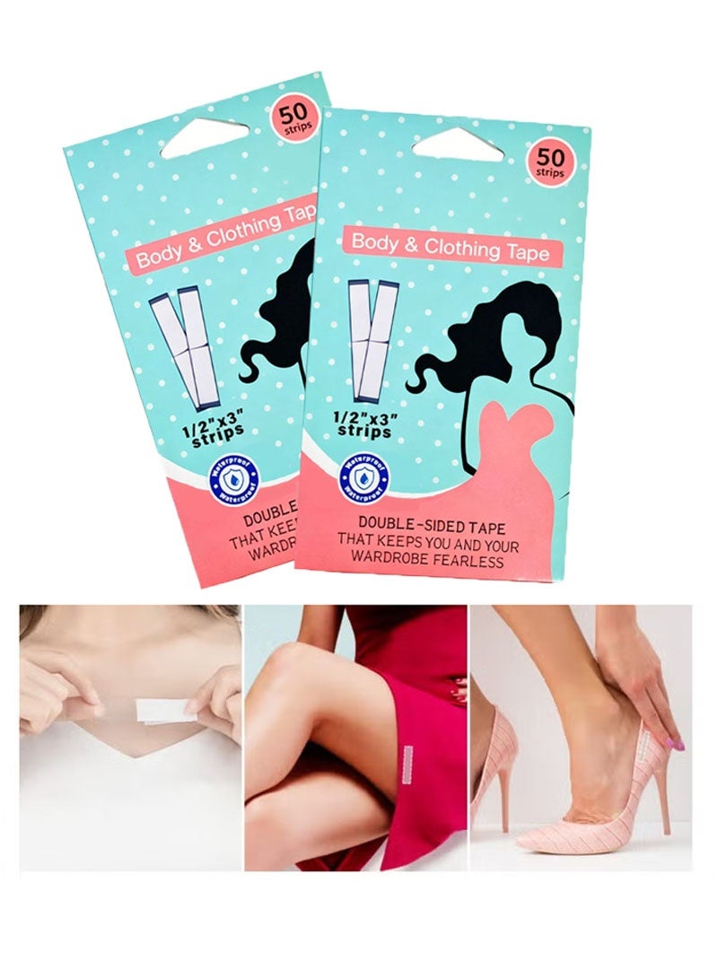 PYC 100Pcs Clothes, Dispenser Disposable & Waterproof Tapes For Women Clothes to Skin Body Tape for Any Kinds of Clothes Ideal Tape to Hold Clothes in Place - Image 1