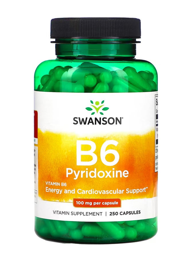 سوانسون فيتامين ب 6 بيريدوكسين ، 100 ملجم ، 250 كبسولة