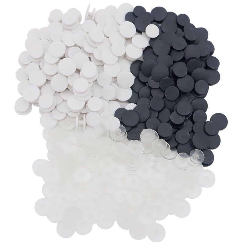 LJZP 600 PCS Buckle Plastic Button 3 Colors Shoe Charm Buttons Round Buttons DIY Shoes Charm Accessories for Flat Shoe Charms and Wristband Charms Back DIY Ornaments BlackWhiteTransparent - Image 3
