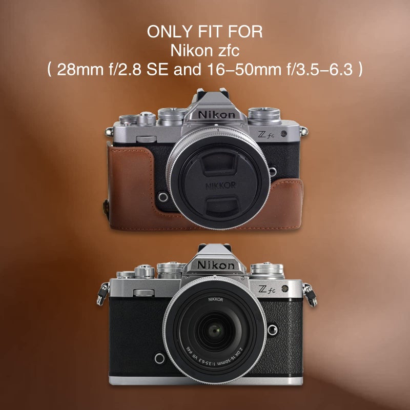 Rieibi Z fc Zfc Camera Case, PU Leather Case with Strap for Nikon Z fc Zfc 28mm f/2.8 SE, 16-50mm f/3.5-6.3 Lens - Image 2