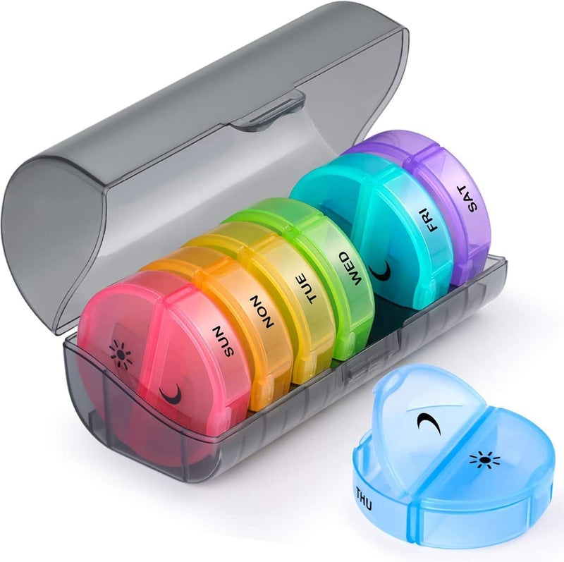 BOOM Large Weekly Pill Organizer - 7 Day AM PM Pill Case for Vitamins and Supplements - Image 1