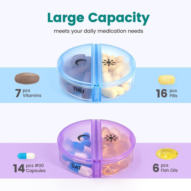 BOOM Large Weekly Pill Organizer - 7 Day AM PM Pill Case for Vitamins and Supplements - Image 3