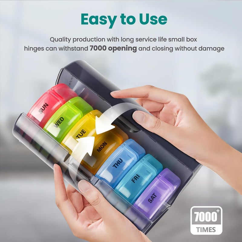 BOOM Large Weekly Pill Organizer - 7 Day AM PM Pill Case for Vitamins and Supplements - Image 4