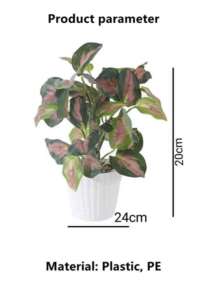 كوتيس 1 قطعة نبات صناعي مع وعاء لديكور الحديقة المنزلية متعدد الألوان 24x20 سم - Image 3