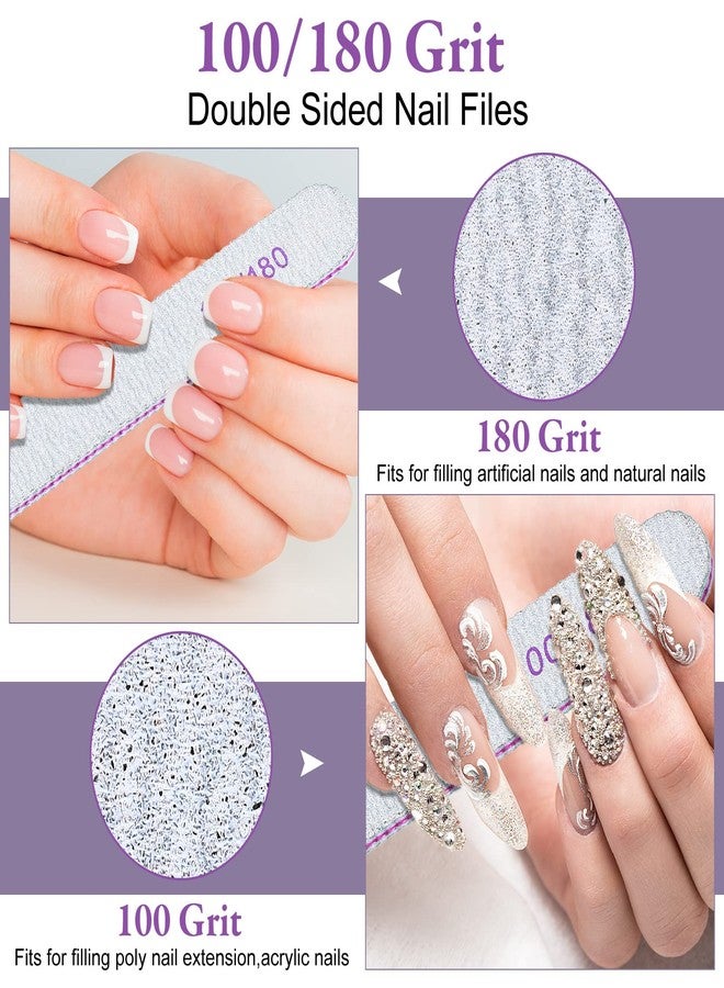 Jutom 200 Pcs Nail Files 100/180 Grit Double Sides Emery Boards Reusable Nail Files for Acrylic Fingernails Professional Manicure Tools for Natural Acrylic Fingernail Home and Salon Supplies - Image 3