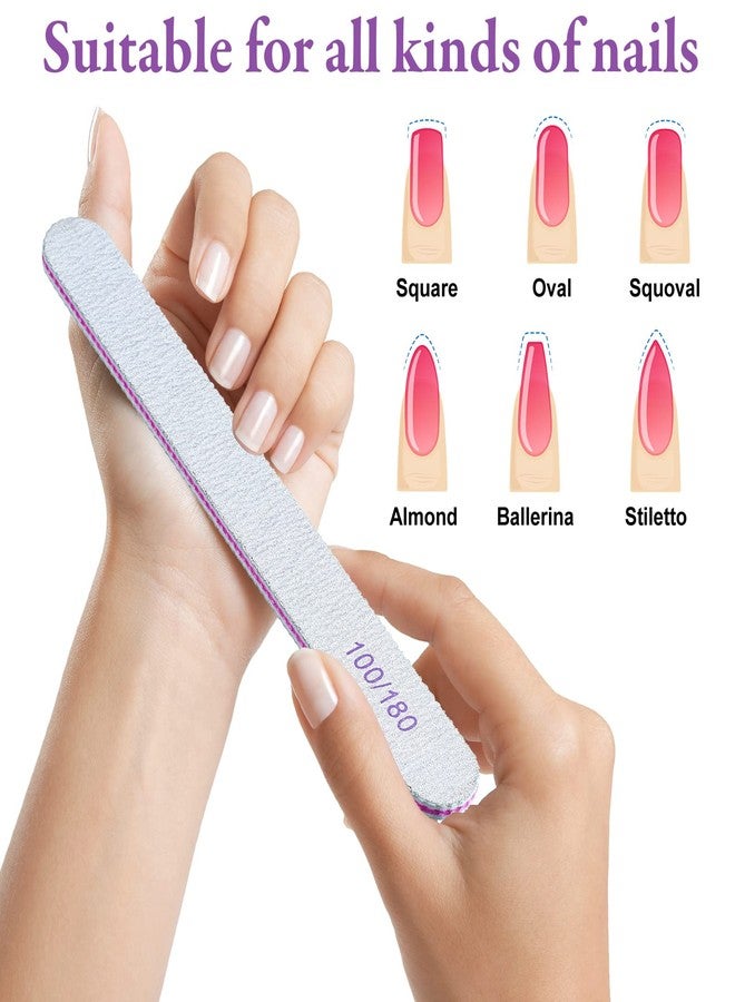 Jutom 200 Pcs Nail Files 100/180 Grit Double Sides Emery Boards Reusable Nail Files for Acrylic Fingernails Professional Manicure Tools for Natural Acrylic Fingernail Home and Salon Supplies - Image 4
