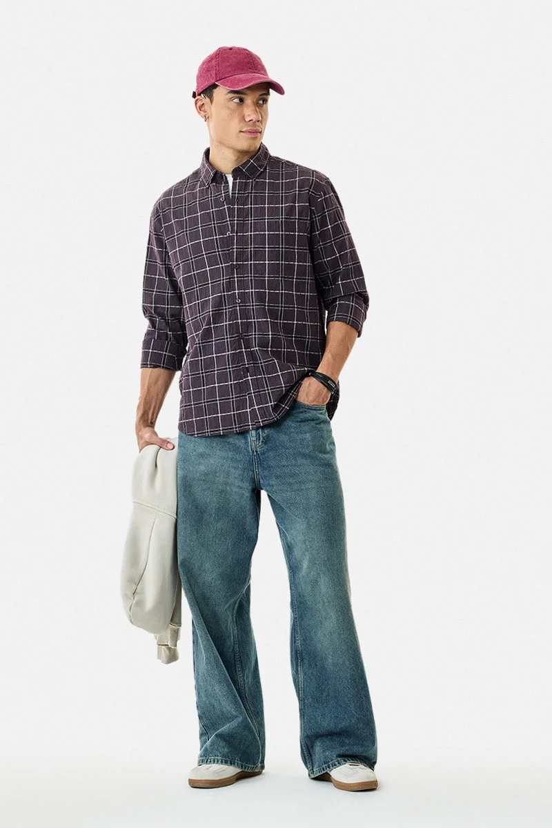 SNITCH Regular Fit Crushed Checks Shirt