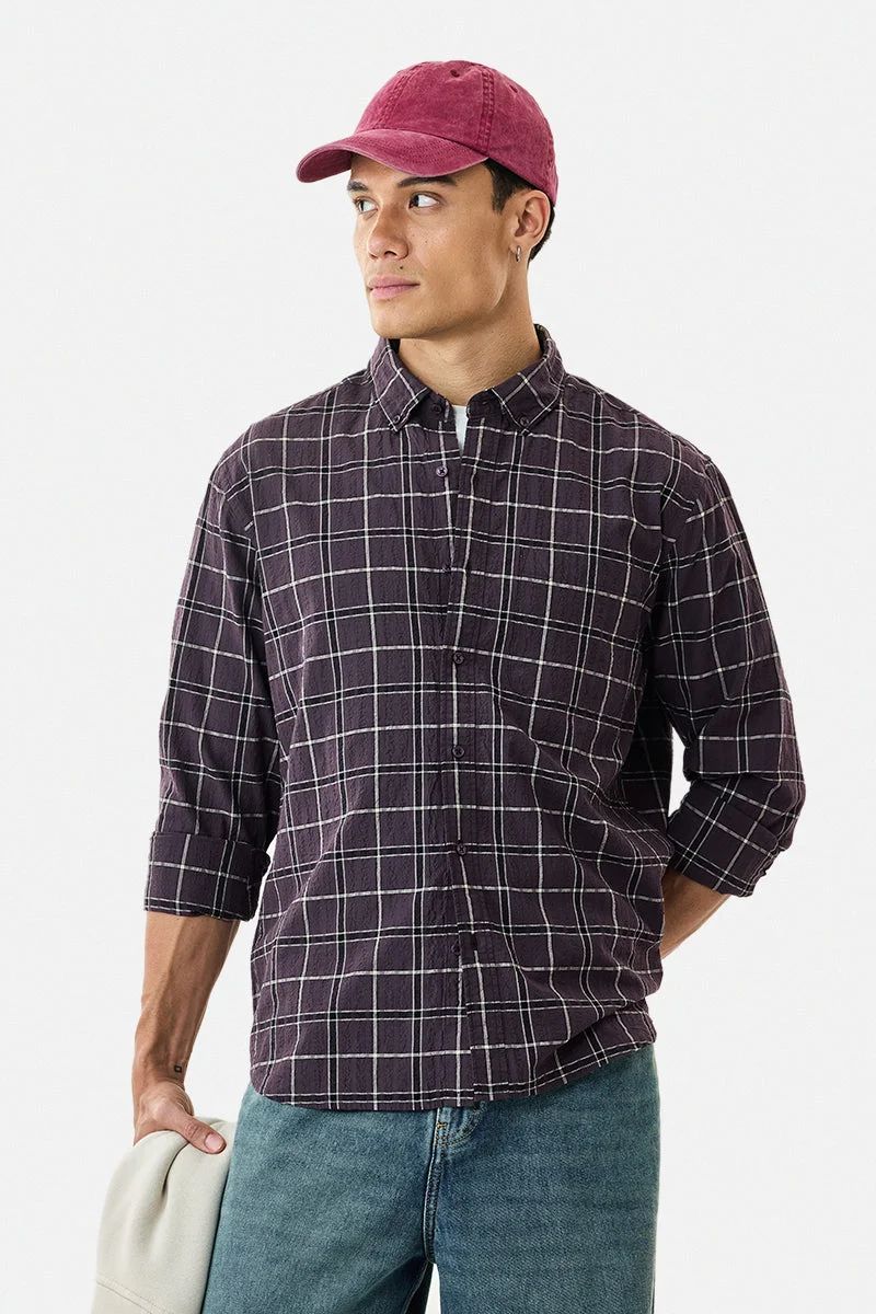 SNITCH Regular Fit Crushed Checks Shirt