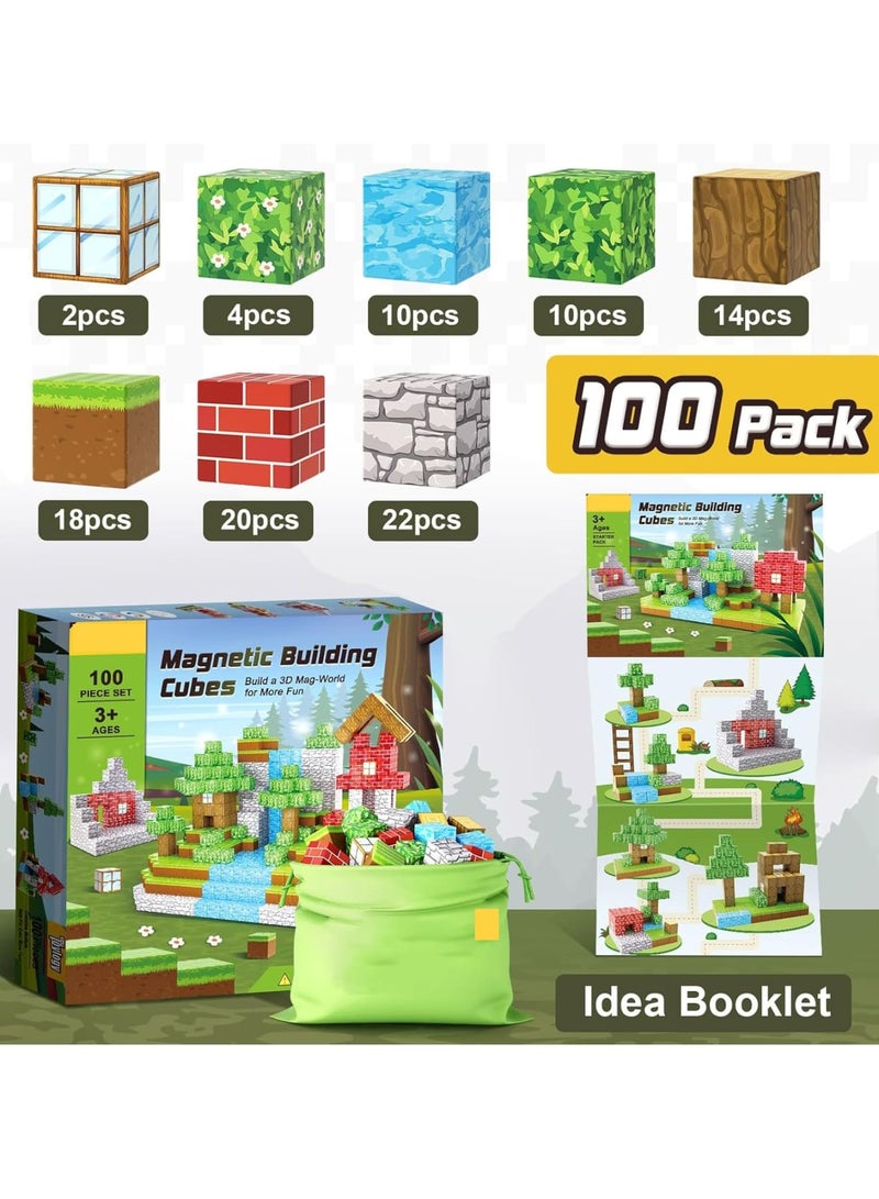 Zikra 100PCS Magnetic Blocks-Build Mine Magnet World Set, Magnetic Blocks Building Toys,  Magnetic Tiles Building Blocks Toddler Toys, STEM Sensory Outdoor Toys, Magnet Toys for Boys & Girls Ages 5-7 - Image 2