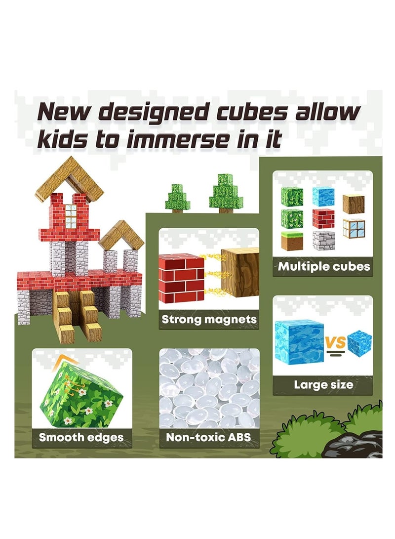 Zikra 100PCS Magnetic Blocks-Build Mine Magnet World Set, Magnetic Blocks Building Toys,  Magnetic Tiles Building Blocks Toddler Toys, STEM Sensory Outdoor Toys, Magnet Toys for Boys & Girls Ages 5-7 - Image 5