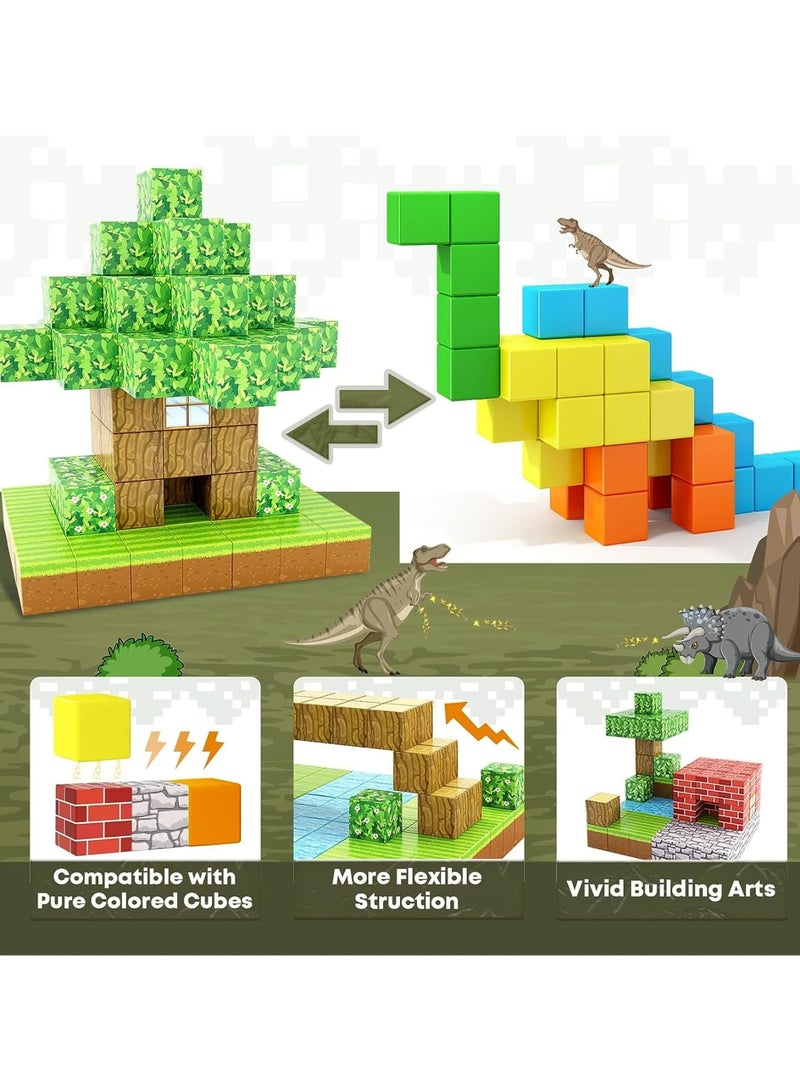 Zikra 100PCS Magnetic Blocks-Build Mine Magnet World Set, Magnetic Blocks Building Toys,  Magnetic Tiles Building Blocks Toddler Toys, STEM Sensory Outdoor Toys, Magnet Toys for Boys & Girls Ages 5-7 - Image 3