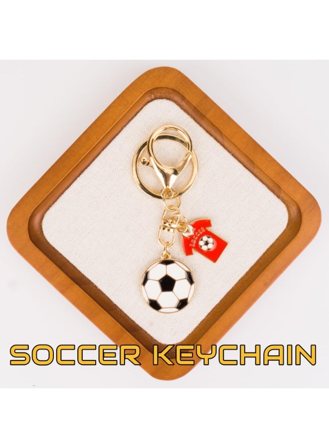 Sporty Round Football Shape Keyring Cute Fashion Soccer Pendant Key Chain Multi Purpose Practical Gift And Daily Ornament Accessory For Adult Men Women And Kids Boys Girls Sports Enthusiasts - Image 3