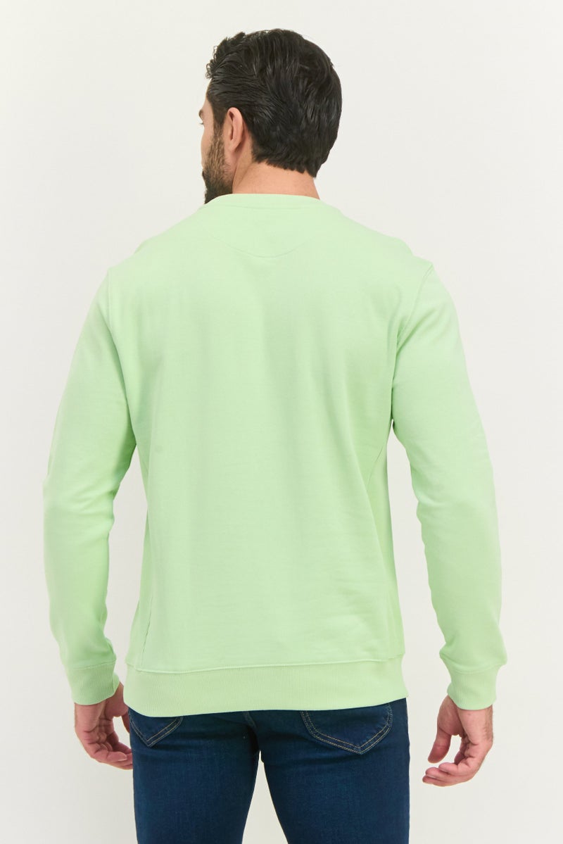 Sorbino Men Crew Neck Long Sleeve Textured Sweatshirt, Light Green - Image 3