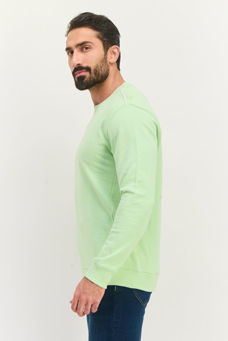 Sorbino Men Crew Neck Long Sleeve Textured Sweatshirt, Light Green - Image 2